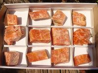 Natural New Sunset Orange Calcite Specimens  x 12 From Spitzkop, Namibia - Toprock Gemstones and Minerals 