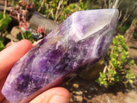 Polished  Dark Chevron Amethyst Points x 6 From Zambia - Toprock Gemstones and Minerals 