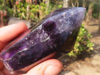Polished  Dark Chevron Amethyst Points x 6 From Zambia - Toprock Gemstones and Minerals 