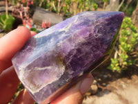 Polished  Dark Chevron Amethyst Points x 6 From Zambia - Toprock Gemstones and Minerals 