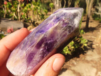 Polished  Dark Chevron Amethyst Points x 6 From Zambia - Toprock Gemstones and Minerals 
