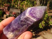 Polished  Dark Chevron Amethyst Points x 6 From Zambia - Toprock Gemstones and Minerals 