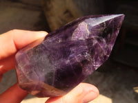 Polished  Dark Chevron Amethyst Points x 6 From Zambia - Toprock Gemstones and Minerals 