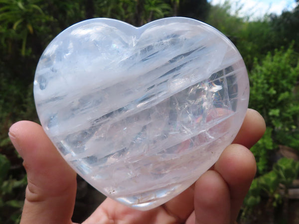 Polished Girasol Pearl Quartz Hearts  x 6 From Madagascar - Toprock Gemstones and Minerals 