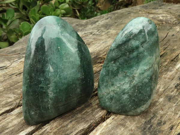 Polished Green Fuchsite Quartz Standing Free Forms  x 2 From Madagascar - TopRock