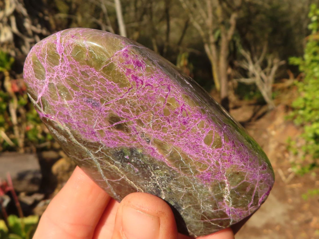 Polished  Purple Stichtite & Serpentine Standing Free Forms x 3 From Barberton, South Africa - Toprock Gemstones and Minerals 