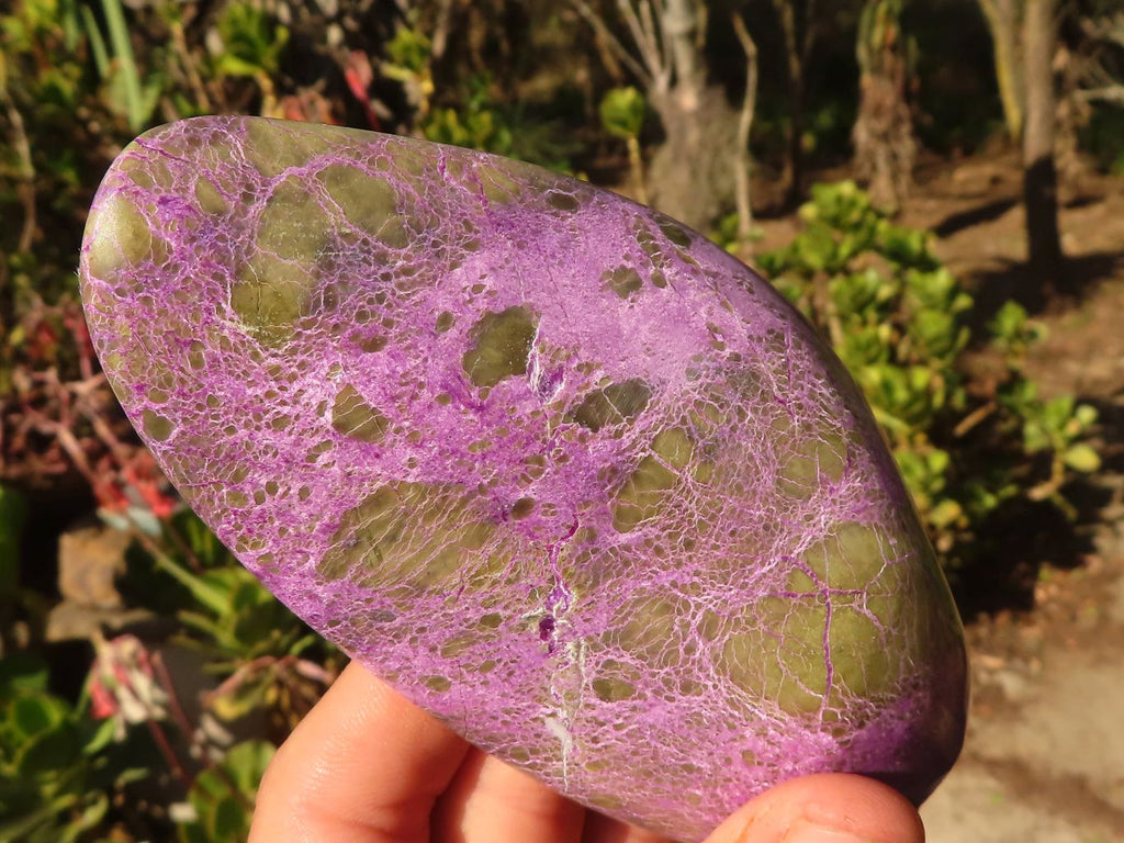 Polished  Purple Stichtite & Serpentine Standing Free Forms x 3 From Barberton, South Africa - Toprock Gemstones and Minerals 