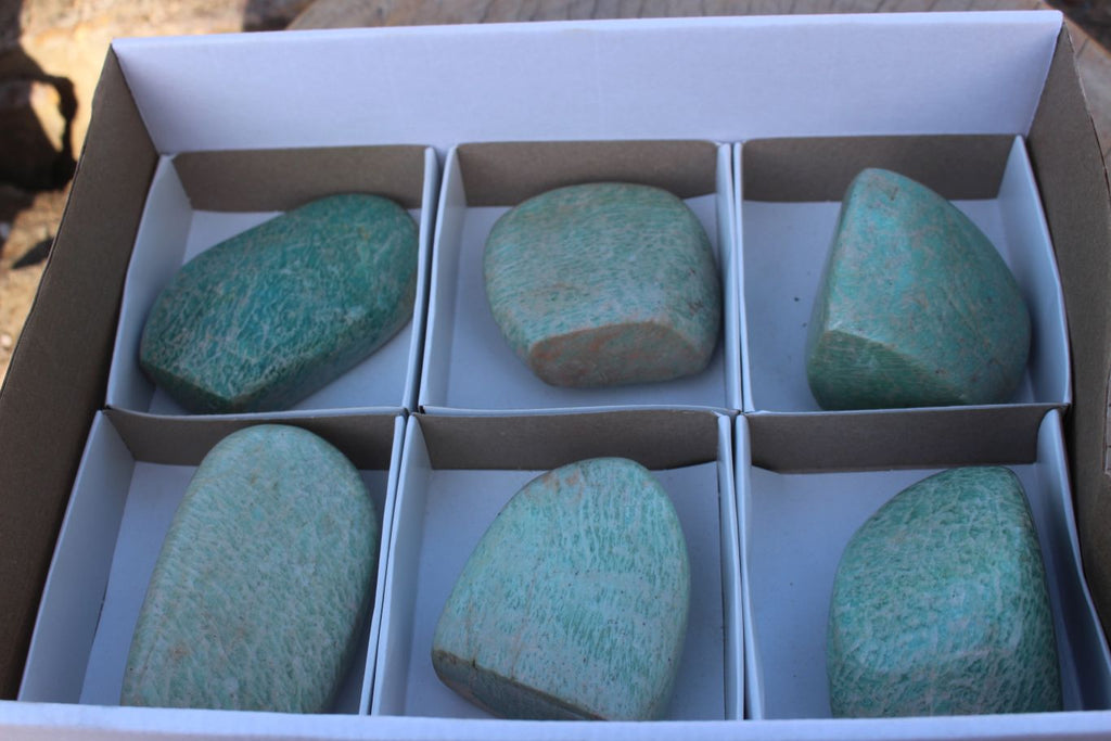 Polished Blue Kobi Amazonite Standing Free Forms x 6 From Zimbabwe - TopRock