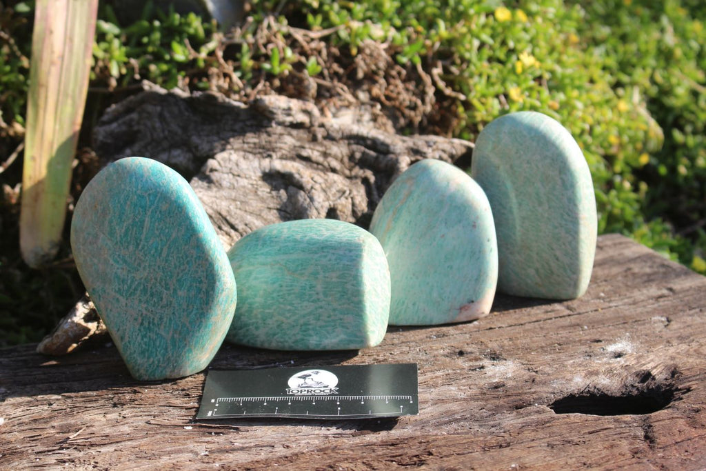 Polished Blue Kobi Amazonite Standing Free Forms x 6 From Zimbabwe - TopRock