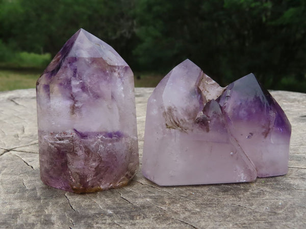 Polished Window Smokey Amethyst Crystal Points x 6 From Akansobe, Madagascar - TopRock