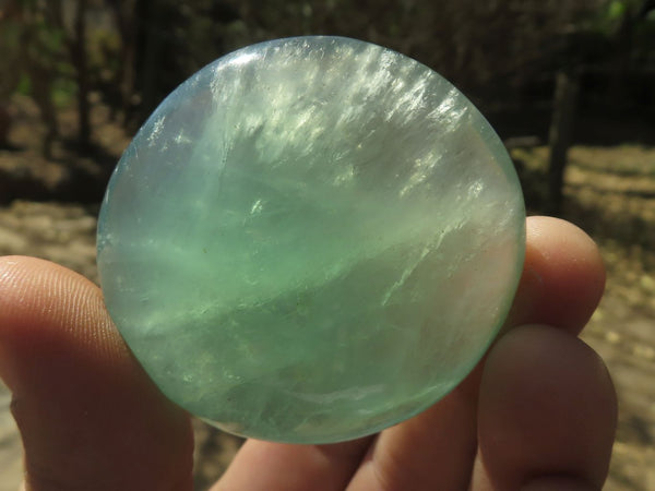 Polished Gemmy Emerald Green Fluorite Palm Stones  x 12 From Madagascar - TopRock