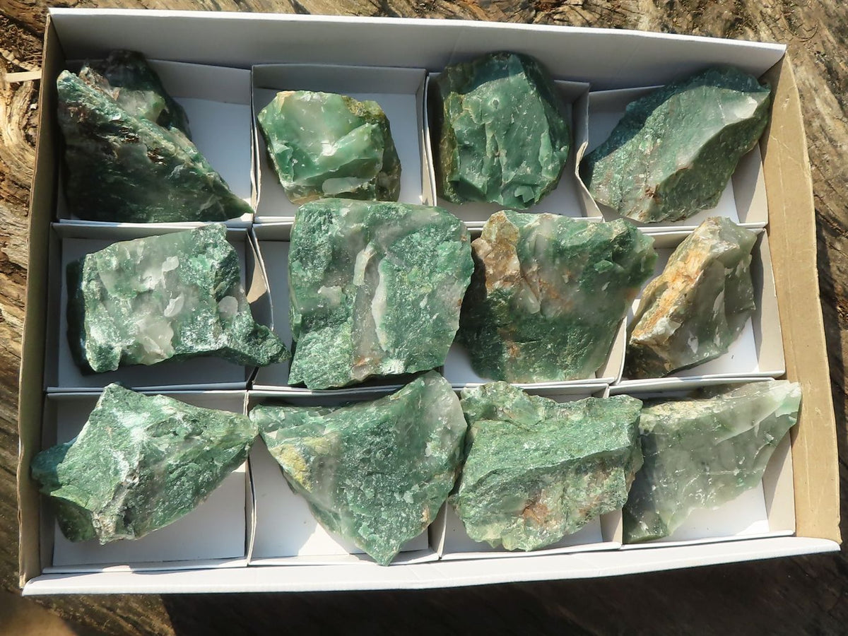 Natural Rough Green Jade Specimens  x 12 From Swaziland - Toprock Gemstones and Minerals 