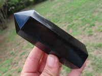 Polished Pitch Black Basalt Points/Prisms x 3 From Madagascar - TopRock