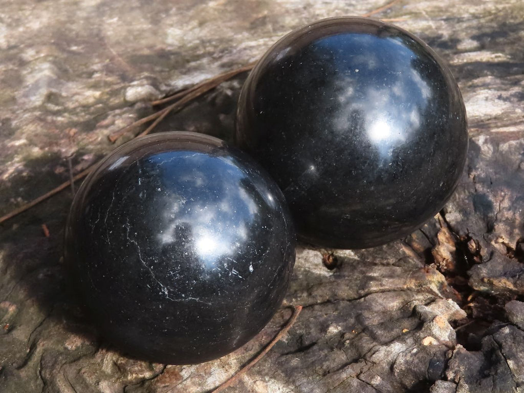 Polished Black Basalt Spheres  x 5 From Madagascar - TopRock