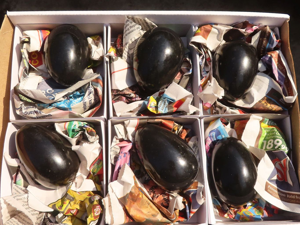 Polished  Black Basalt Gemstone Eggs x 6 From Madagascar - Toprock Gemstones and Minerals 