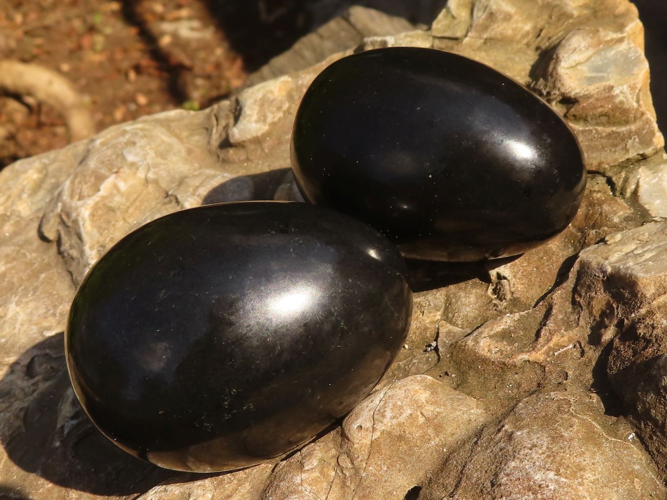 Polished  Black Basalt Gemstone Eggs x 6 From Madagascar - Toprock Gemstones and Minerals 