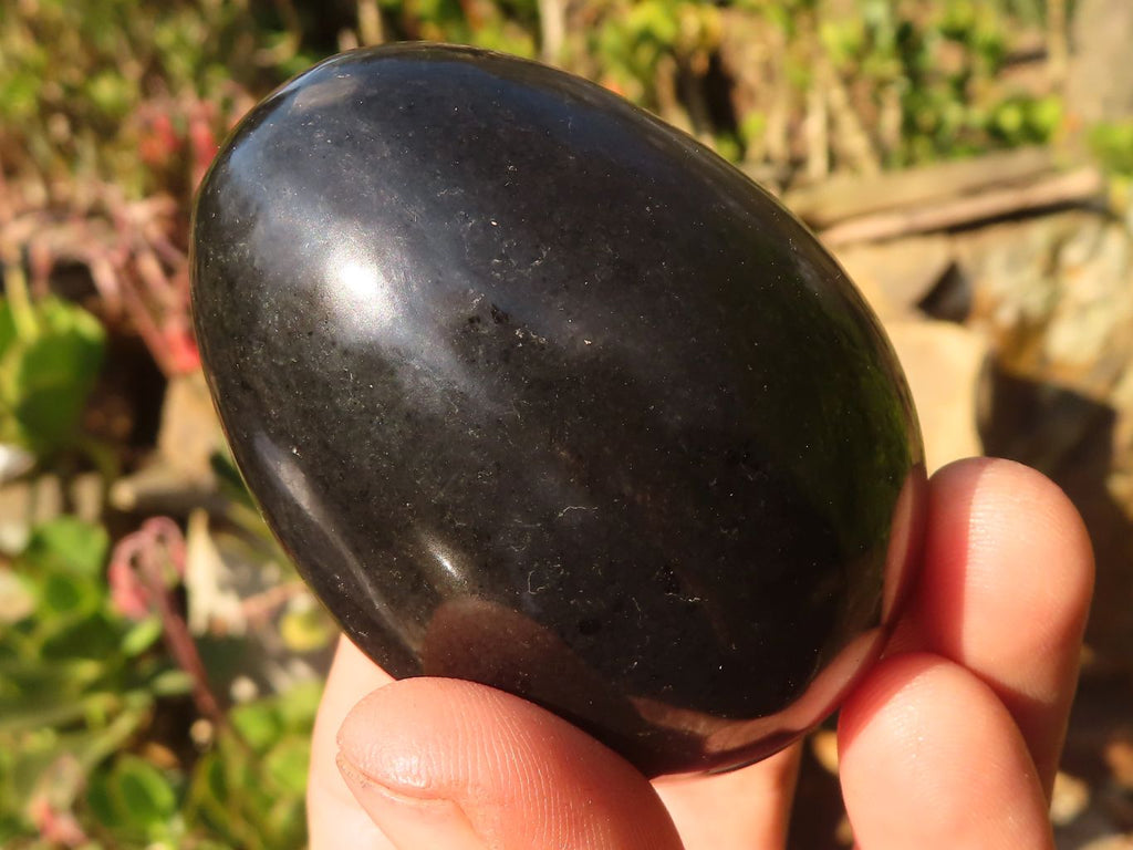 Polished  Black Basalt Gemstone Eggs x 6 From Madagascar - Toprock Gemstones and Minerals 