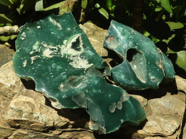 Polished Green Mtorolite / Emerald Chrome Chrysoprase Plates  x 2 From Zimbabwe - TopRock