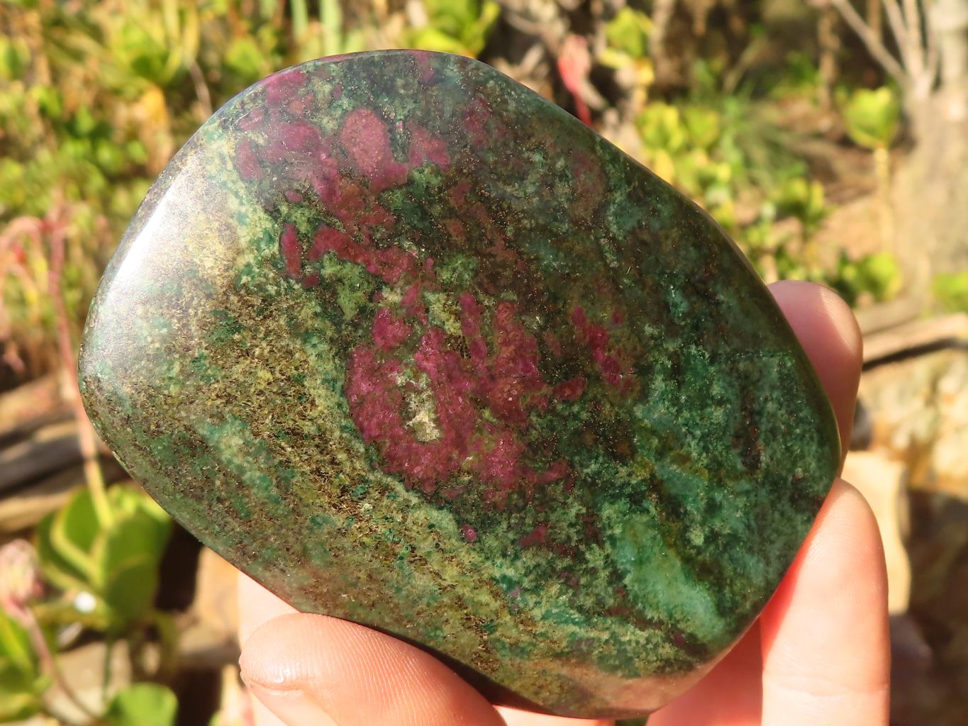 Polished  Fluorescent Ruby Corundum In Chrome Verdite Free Forms x 5 From Zimbabwe - Toprock Gemstones and Minerals 