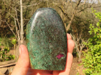 Polished  Fluorescent Ruby Corundum In Chrome Verdite Free Forms x 5 From Zimbabwe - Toprock Gemstones and Minerals 