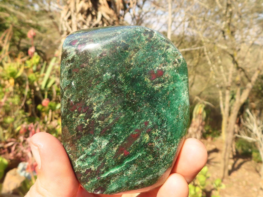 Polished  Fluorescent Ruby Corundum In Chrome Verdite Free Forms x 5 From Zimbabwe - Toprock Gemstones and Minerals 