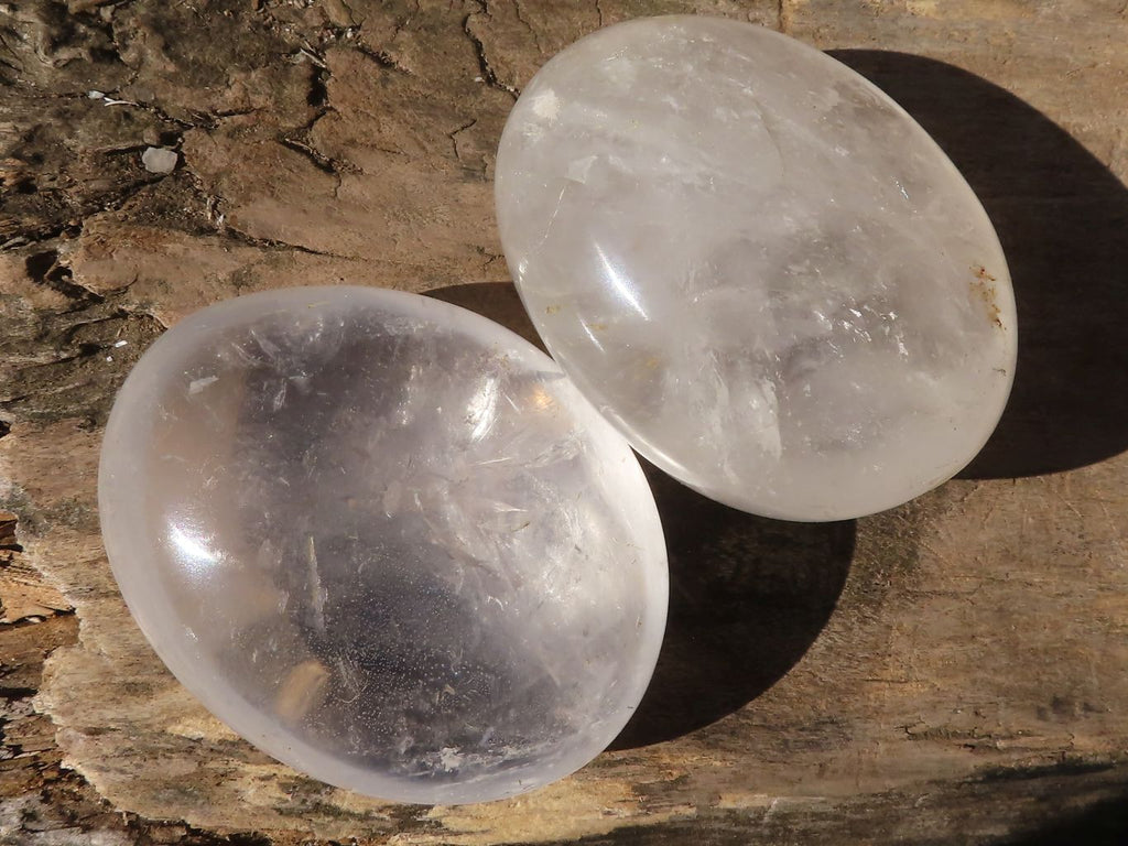 Polished Large Clear Rock Crystal Galet / Palm Stones x 12 From Madagascar - Toprock Gemstones and Minerals 