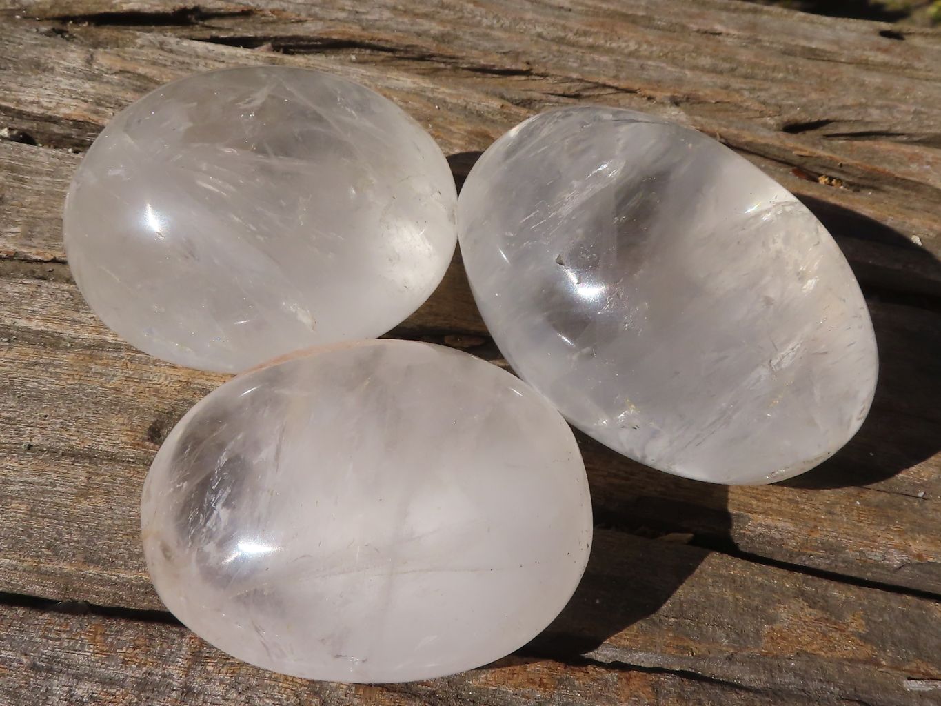 Polished Large Clear Rock Crystal Galet / Palm Stones x 12 From Madagascar - Toprock Gemstones and Minerals 
