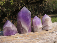 Polished Stunning Amethyst Towers with Smokey and Snow White Exposures  x 4 From Madagascar - TopRock