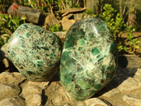Polished Emerald Mica In Matrix Standing Free Forms x 2 From Mutoko, Zimbabwe - Toprock Gemstones and Minerals 