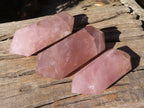 Polished Gemmy Double Terminated Rose Quartz Points x 3 From Madagascar - Toprock Gemstones and Minerals 