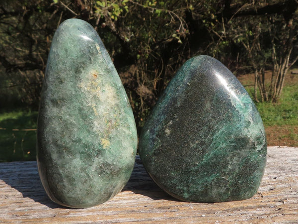 Polished Killer Green Fuchsite Quartz With Pyrite & Mica Standing Free Forms  x 2 From Madagascar - TopRock
