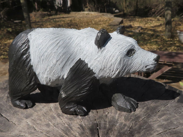 Polished Hand Carved Wonder stone Panda Bear x 1 From Zimbabwe - TopRock