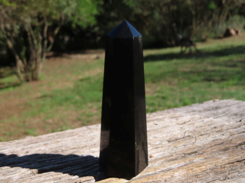 Polished Pitch Black Basalt Points/Prisms x 5 From Madagascar - TopRock