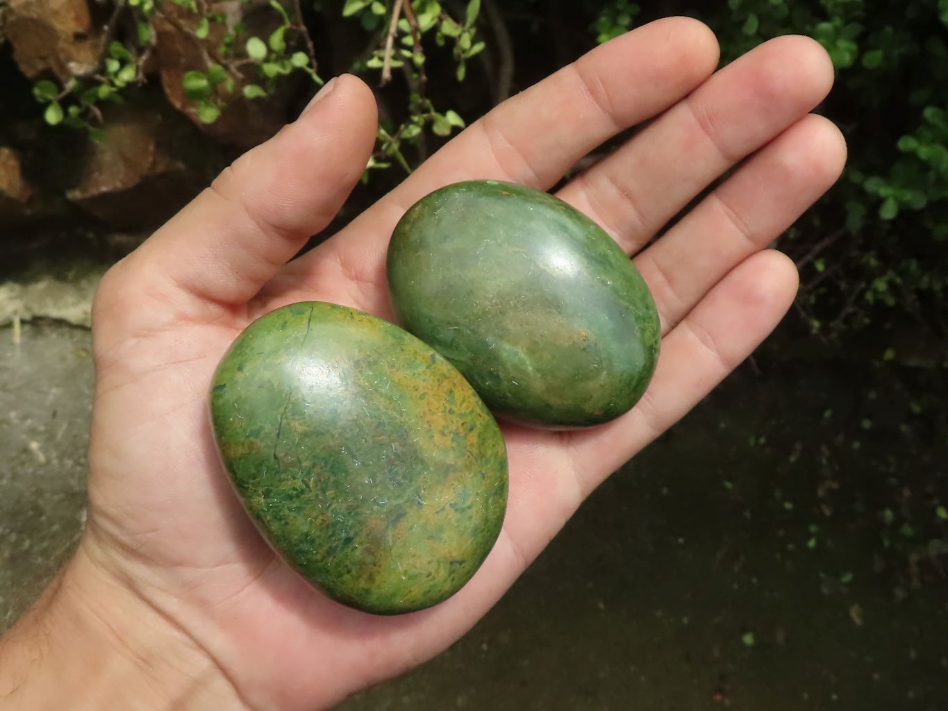 Polished Green Verdite Palm Stones  x 6 From Zimbabwe - TopRock