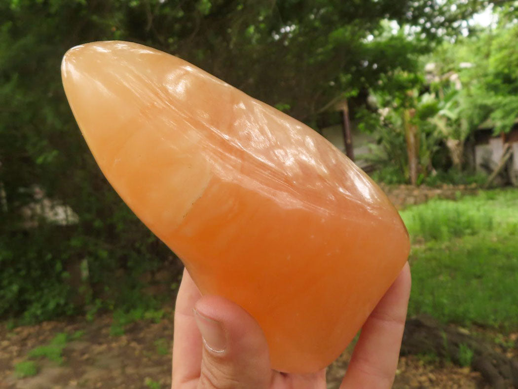 Polished Orange Twist Calcite Standing Free Forms  x 2 From Madagascar - TopRock