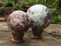 Polished Rubellite Pink Tourmaline Spheres  x 2 From Madagascar - TopRock