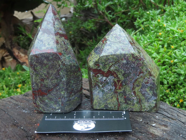 Polished Bastite Dragon Bloodstone Standing Free Forms x 2 From Tshipise, South Africa - TopRock