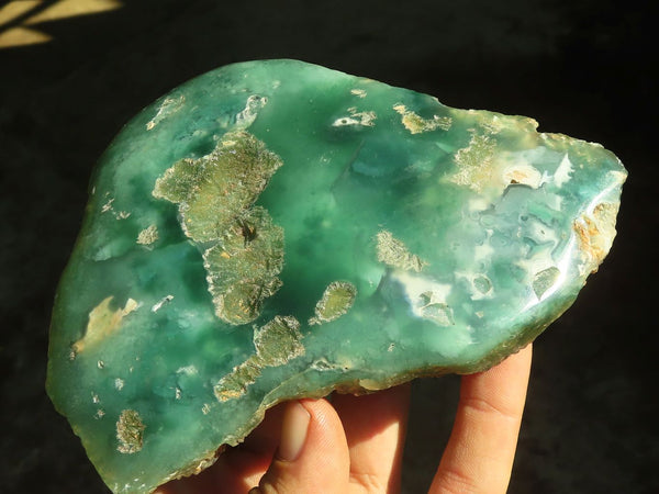 Polished Green Mtorolite / Emerald Chrome Chrysoprase Plates  x 2 From Zimbabwe - Toprock Gemstones and Minerals 