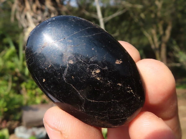 Polished Schorl Black Tourmaline Palm Stones  x 20 From Madagascar - Toprock Gemstones and Minerals 