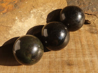 Polished  Schorl Black Tourmaline Spheres x 6 From Madagascar - Toprock Gemstones and Minerals 