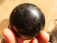 Polished  Schorl Black Tourmaline Spheres x 6 From Madagascar - Toprock Gemstones and Minerals 