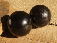 Polished  Schorl Black Tourmaline Spheres x 6 From Madagascar - Toprock Gemstones and Minerals 