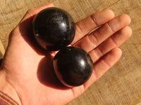 Polished  Schorl Black Tourmaline Spheres x 6 From Madagascar - Toprock Gemstones and Minerals 