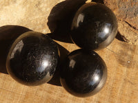 Polished  Schorl Black Tourmaline Spheres x 6 From Madagascar - Toprock Gemstones and Minerals 