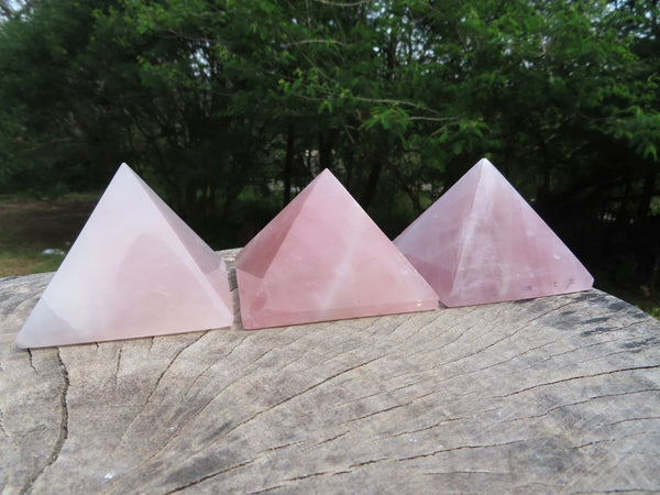 Polished Rose Quartz Pyramids x 4 From Madagascar - TopRock