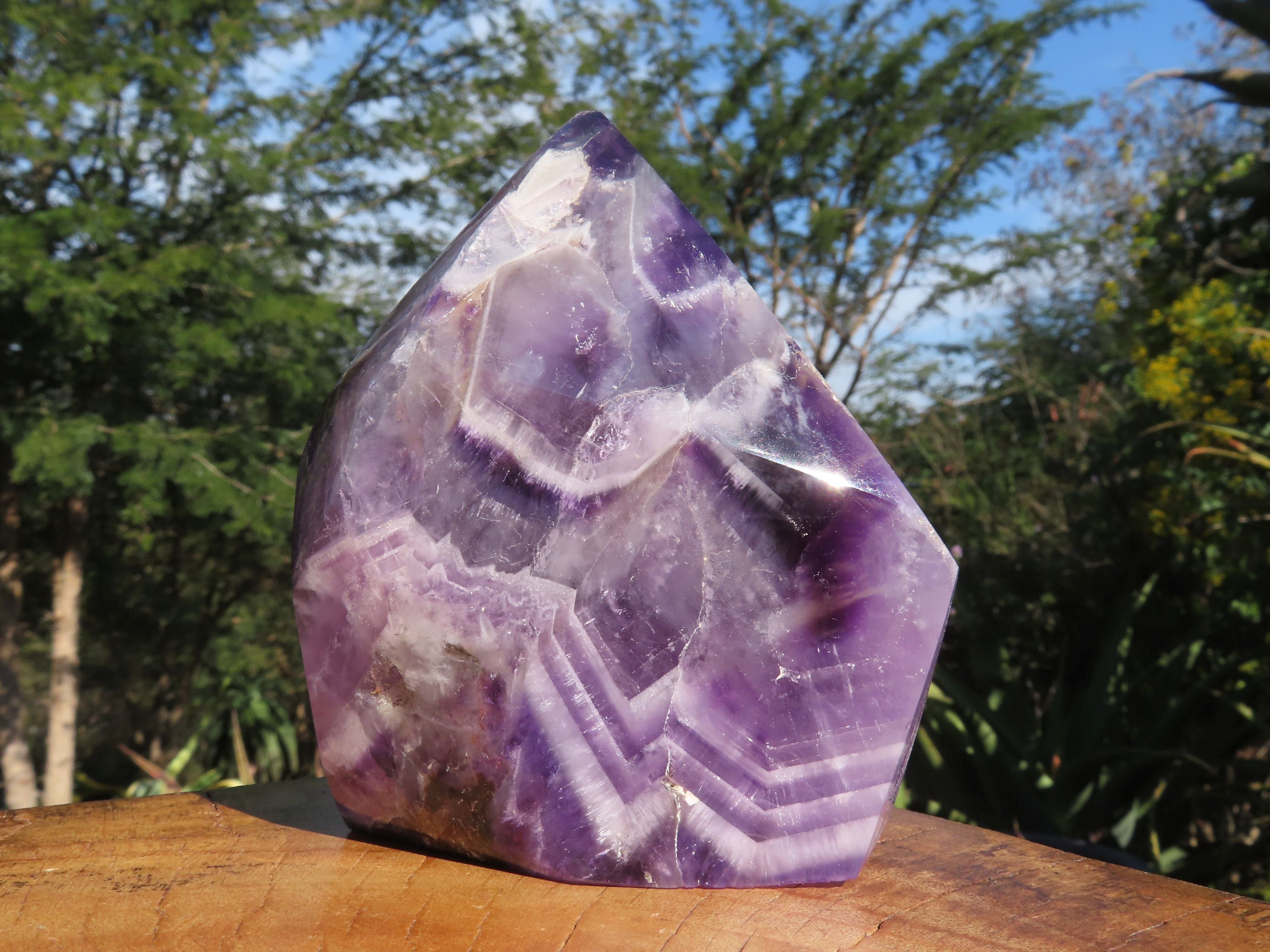 Polished  Flower Chevron Amethyst Faceted Crystal Points x 2 From Zambia - TopRock