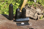 Polished Pitch Black Basalt Points/Prisms x 6 From Madagascar - TopRock