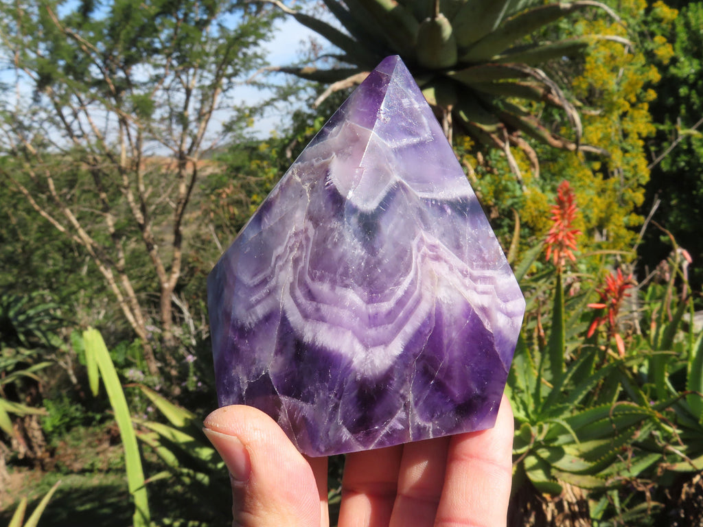 Polished  Flower Chevron Amethyst Faceted Crystal Points x 2 From Zambia - TopRock
