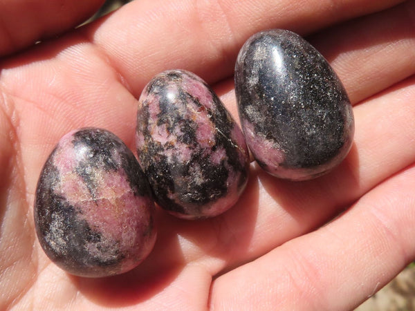 Polished Mini Pink & Black Rhodonite Eggs  x 35 From Madagascar - TopRock