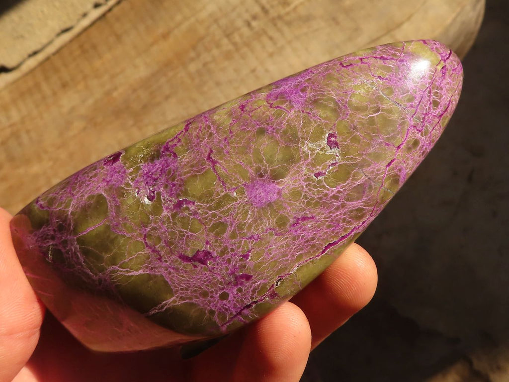 Polished  Stichtite & Serpentine Standing Free Forms With Silky Purple Threads x 3 From Barberton, South Africa - Toprock Gemstones and Minerals 